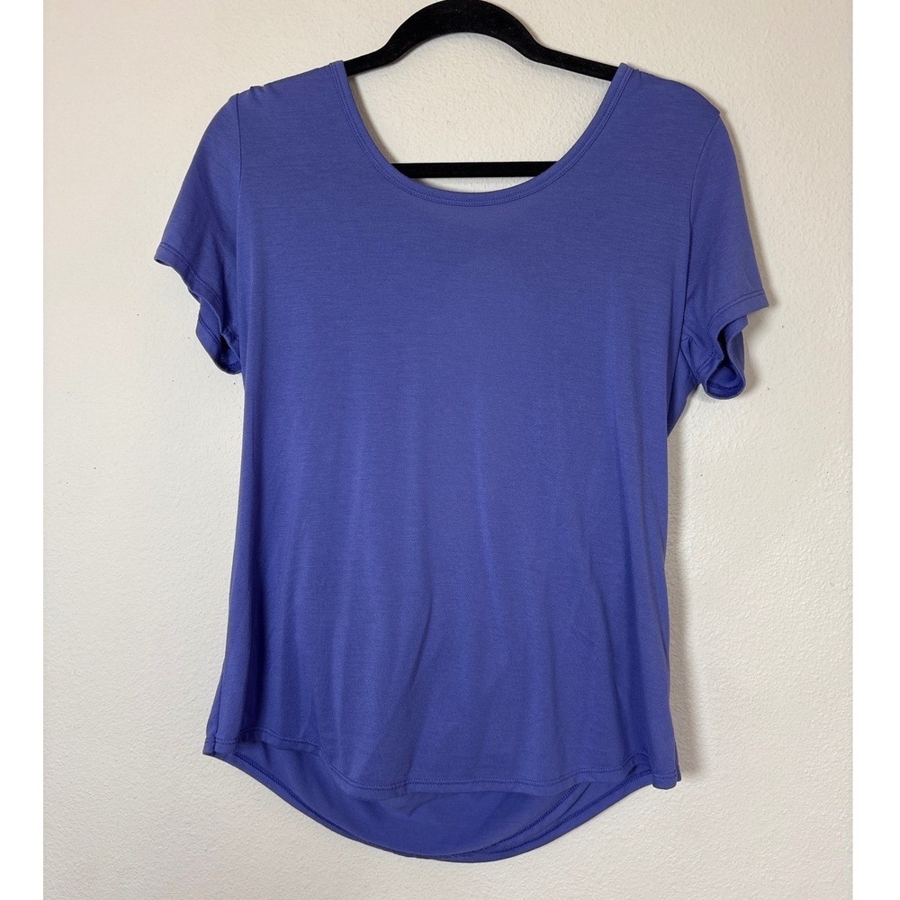 Old Navy Active Womens Purple Go-Dry Open Back Short Sleeve Workout Top Large